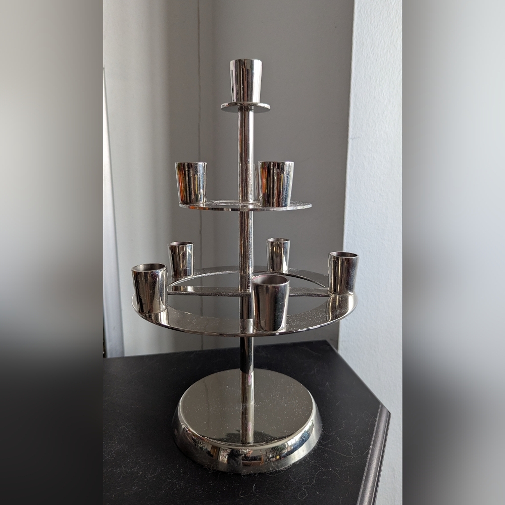 Elegant Crate and Barrel Candelabra Chrome/Nickel Table Centerpiece - Used Once.